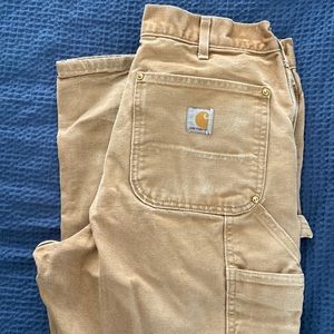 Tan Carhartt double knee Work pants 33x34